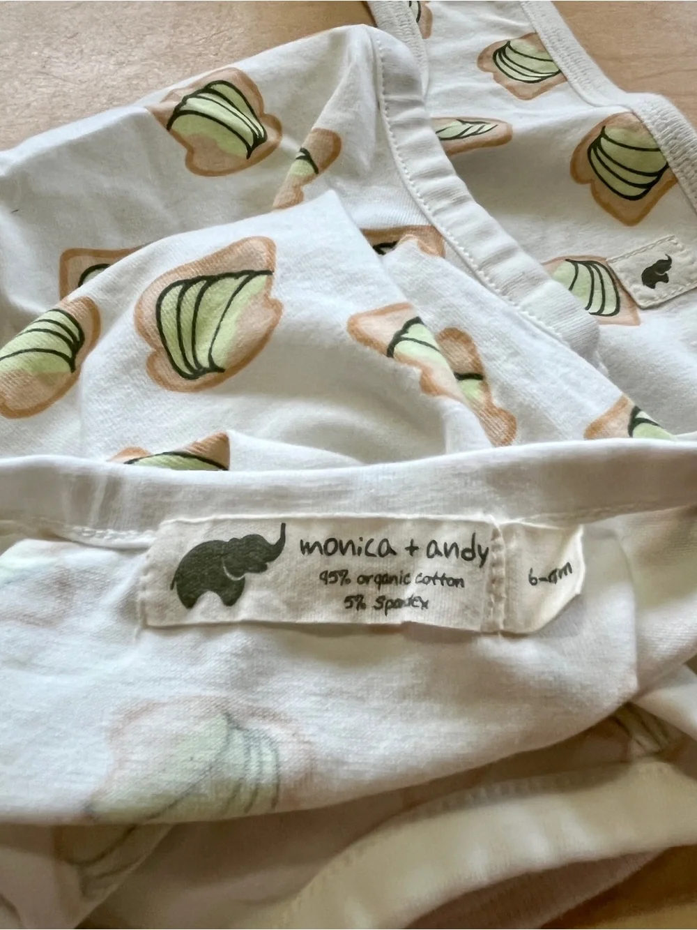 Monica + Andy Avocado Toast Organic Cotton Baby Bodysuit Bib Set 6-9M Unisex